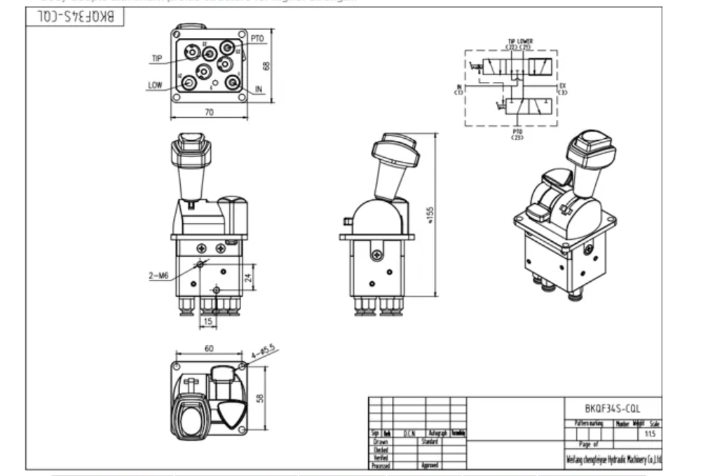 BKQF34S-CQL 气控 1路 气控控制阀 drawing image