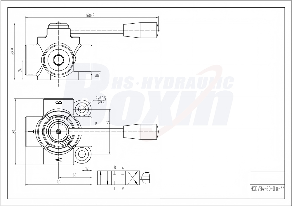 HSDV34 手控 1 联 分流阀 drawing image